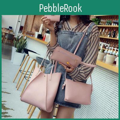 Leather 4pcs Women Handbag Lady Shoulder Bag Tote Purse Messenger Set Satchel