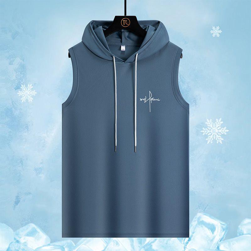 Gilet con Cappuccio Senza Maniche Uomo Rinfrescante Rapido, Manica Corta, Traspirante, Asciugatura Rapida, Assorbe il Sudore, alla Moda, Taglie Forti, Casual, Versatile per l'Estate