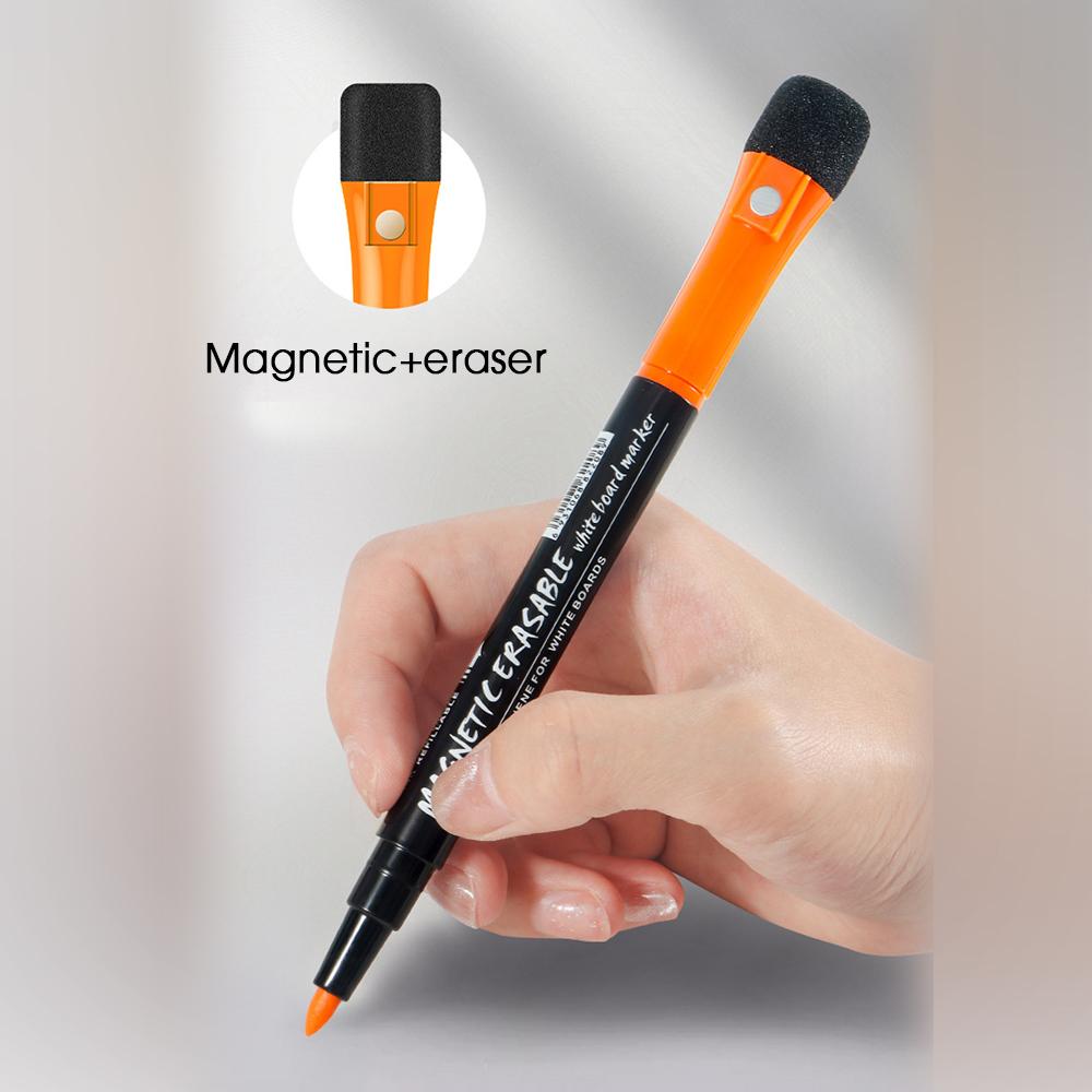 Color Whiteboard Marker Set,Erasable Water-Based,With Bristle Brush,Magnetic Children's Graffiti,12 Color Drawing Pen,Marker