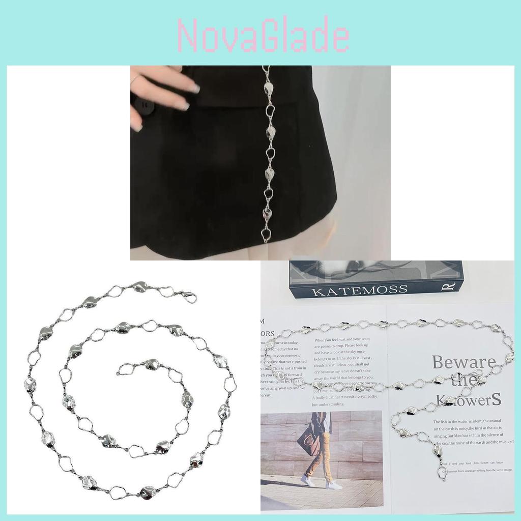 Silbernes Metallkettengürtel für Damen mit glitzernden Pailletten für Freizeit- und formelle Kleidung