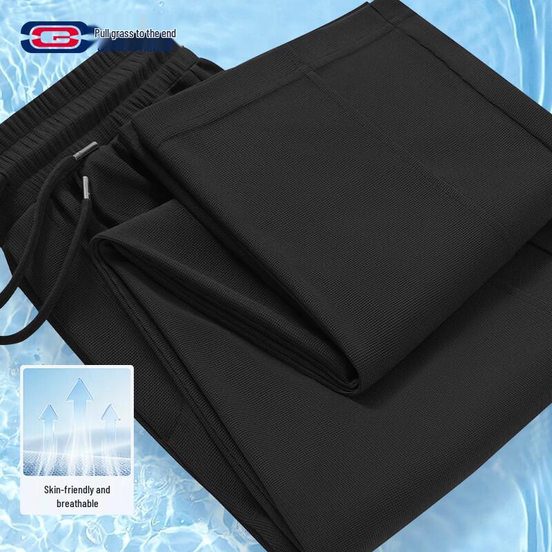 GENIOLAMODE Men s Waffle Knit Loose Straight Leg Casual Pants XL