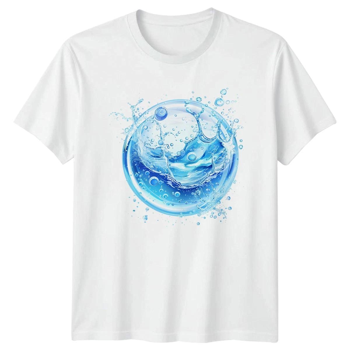 Blue Water Splash Graphic T-Shirt Marine Nature Gift For Him And Her L
