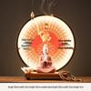 Ceramic Seated Guanyin On Lotus with Light Ring and Anjali Mudra for Home Decor