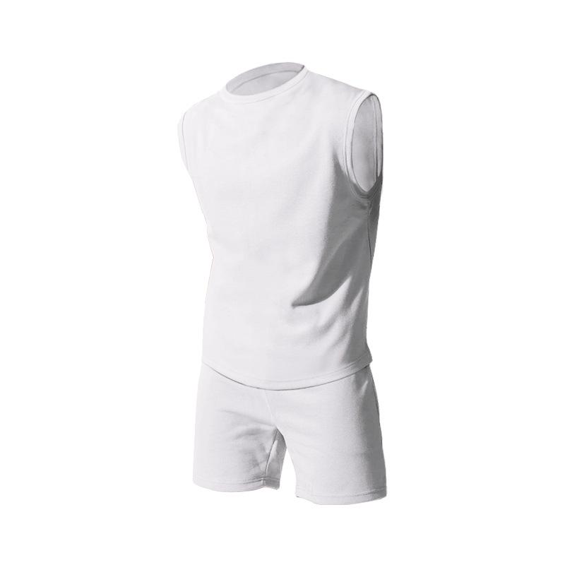 Men's Summer Sleeveless Sports Set: Casual Solid Color Tank Top & Shorts