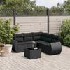 Vidaxl 6-Cz. Gartenmöbel-Set mit Kissen, Schwarzer Polyrattan