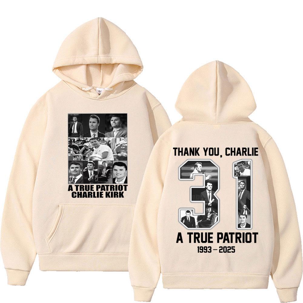 Für dich beten Charlie Hoodie Ein echter Patriot Charlie Kirk Bedrucktes Sweatshirt Herbst und Winter Herren- und Damenmode Pullover