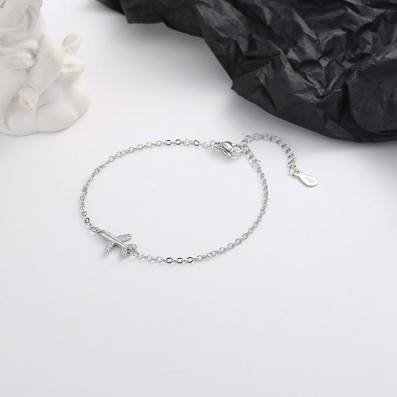

CIAXY Silver Color Inlaid Zircon Paper Airplane Bracelets for Women Simple Design Aircraft Bracelet Summer Jewelry
