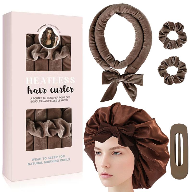 Heatless curling iron hair tie streamer coiler hairdressing big wave sleep gift box set