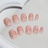 Almond Short Square Head False Nails Manicure Nail Art French Press On Nails Diy with Gel Stickers/Glue Reusable Fake Nails