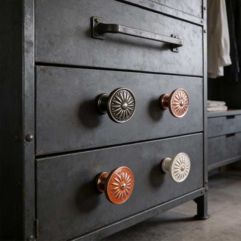 European Styles Round Cabinet Pull Solid Drawer Handle Kitchen Cabinet Knob For Wardrobe Dresser