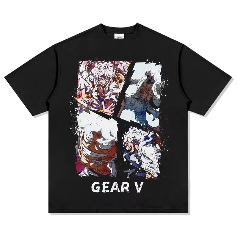 

Retro One Piece Luffy Gear 5 Print TShirt Classic Anime Streetwear 100 Cotton Loose Fit Casual Tee for One Piece Fans L