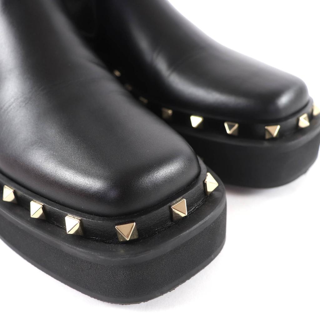 Excellent Valentino Garavani Rockstud Side Gore Leather Chelsea Boots black 37.5 Used