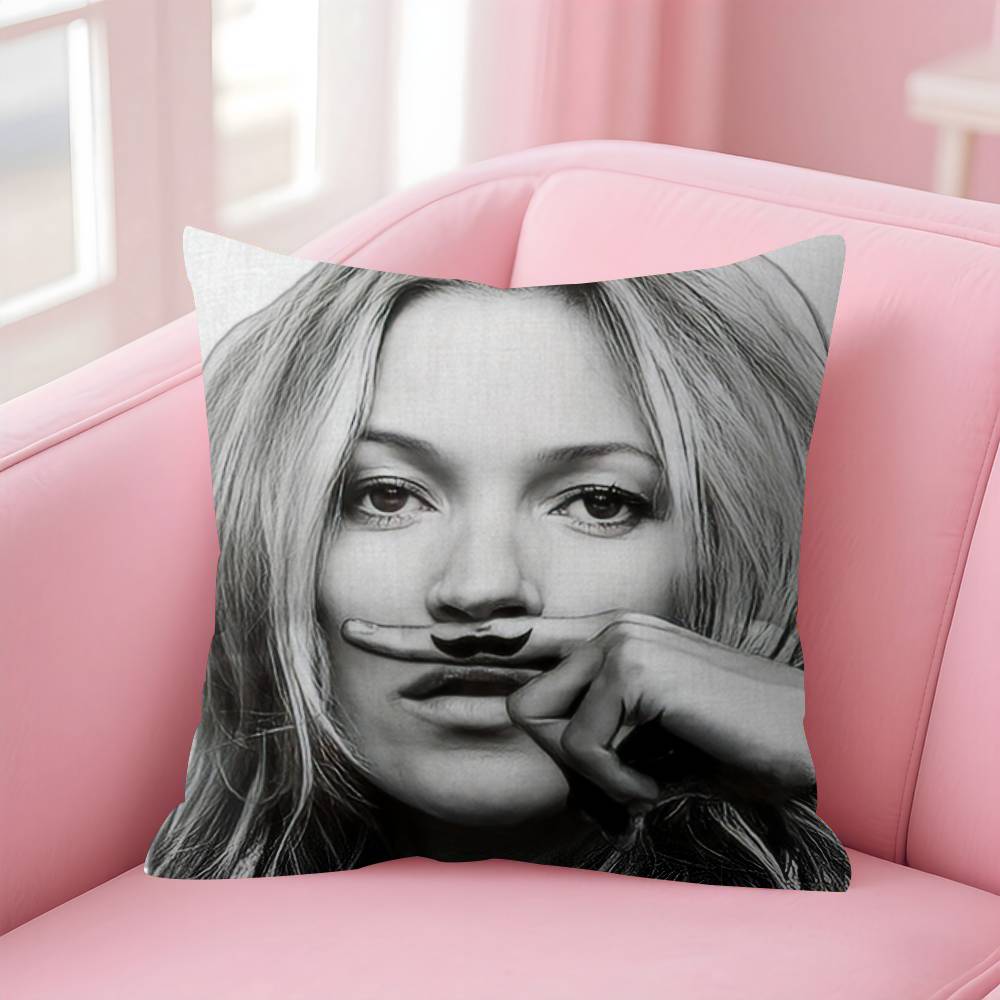 1pcs Beauty K-Kate Moss Double-sided Printed pillow cover Short plush Suitable living rooms bedrooms sofas throw cushion cover