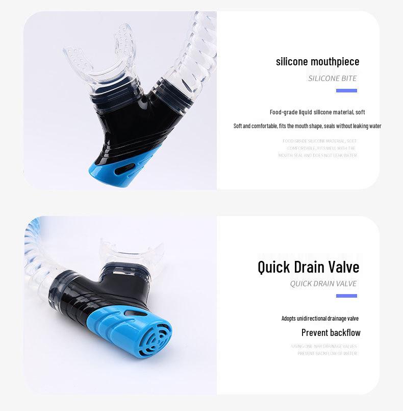 Maschera da Immersione in Silicone per Bambini e Adulti con Snorkel - Lente in Vetro Temperato HD, Montatura Grande