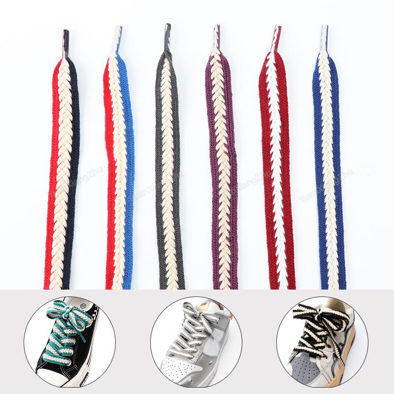 Colorblock Shoelaces for Sneakers Quality 1.5cm Widen Flat Shoelace Brand Cotton Laces for Shoes 100/120/140/160CM Shoestrings