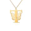 Dainty Big Butterfly Letters Necklaces For Women Girl Jewelry Stainless Steel Chain Initial Pendant Necklace Best Accessories