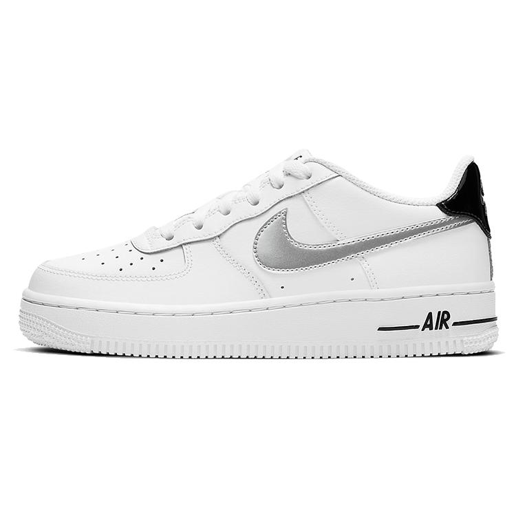 

New Nike Air Force 1 Low White Black Metallic Silver GS CZ4206-100 36.5