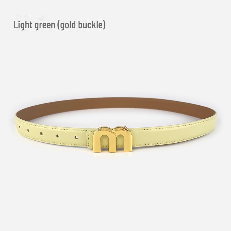 M Letter Genuine Leather Women's Belt - Versatile for Casual Pants, Skirts, and Jeans