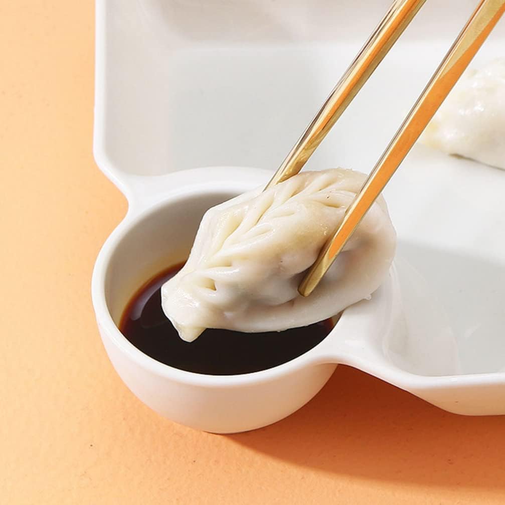 4Pcs Sushi Plates with Dipping Saucer, 7.2 Inch Japanese Style Dumpling Plates for Appetizer, Dessert, Salad, Snacks, French Fries, Microwave and