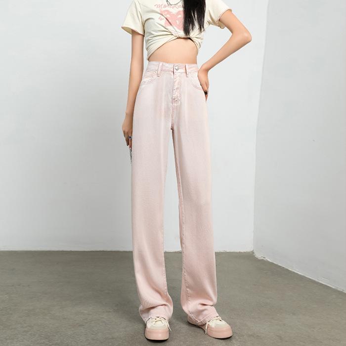 Tennis Jeans for Women In Summer New Wide-leg Drooping Thin Loose Ice Silk Straight Pants