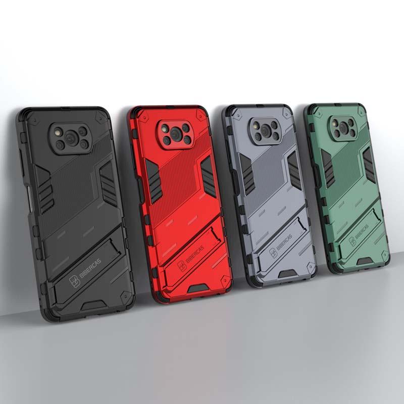 Armor Stoßfeste Handyhülle für Xiaomi Mi Pocophone Poco X3 Pro Magnetische Autohalterung Standabdeckung für Poco X3 NFC Harte robuste Hülle