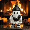 Whimsical Ghost Statue for Display Cute Halloween Figurine, Holding Coffee/Book/Record Resin Statue, Desktop Ornaments Spooky Tabletop Ornament