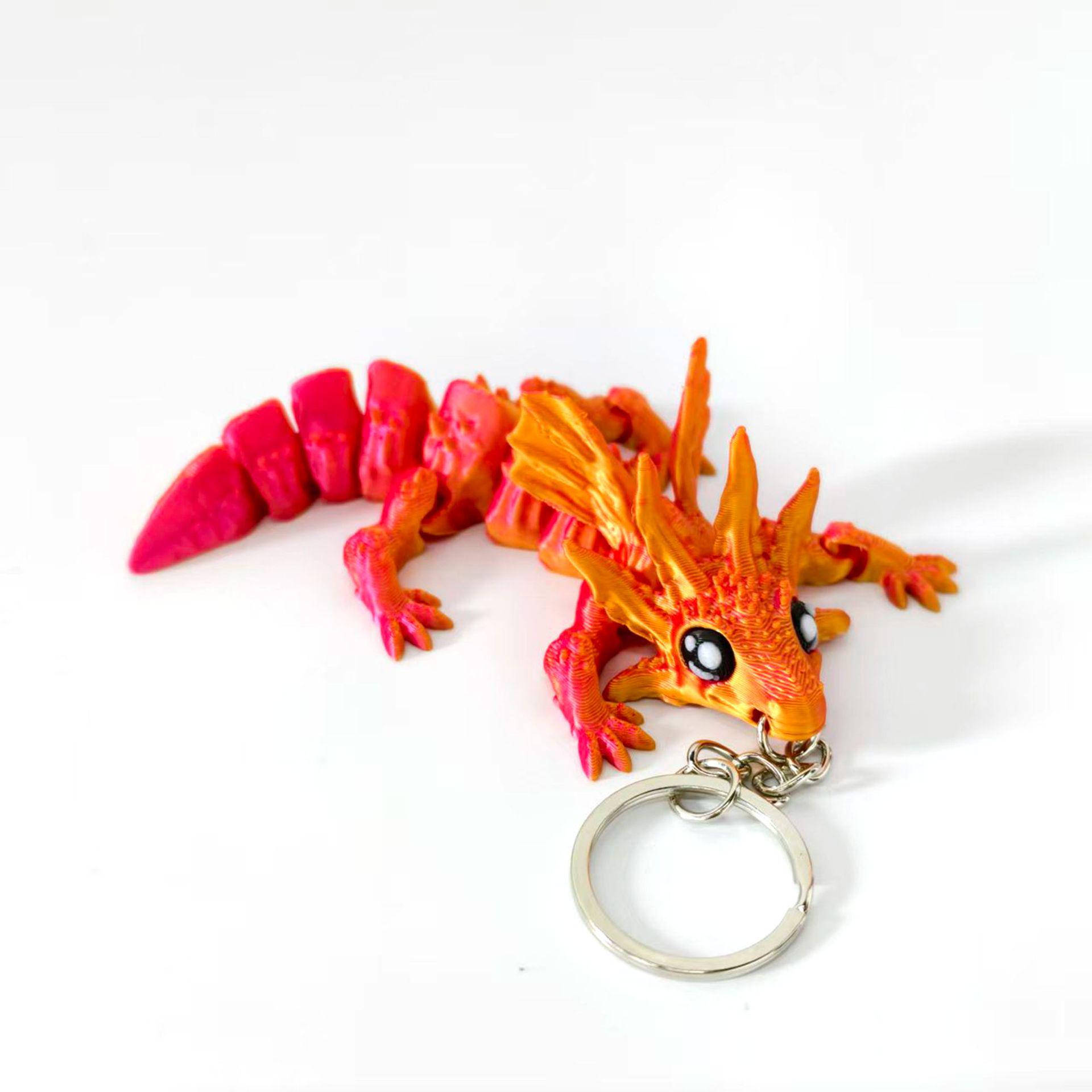 3D-Printed Movable Salamander Keychain Toy and Bag Charm