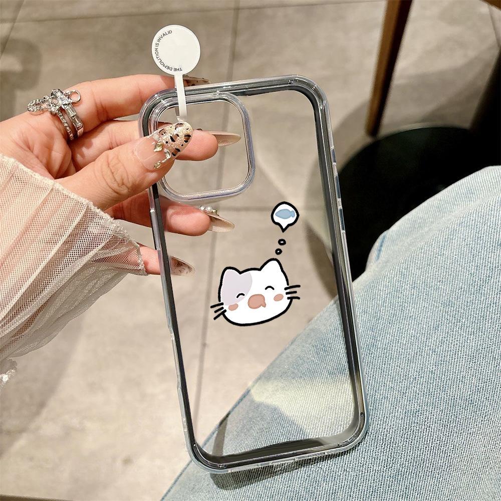 Applicable to iPhone17ProMax saliva cat expression mobile phone protective case 16/17 simple 14 Pro niche 15