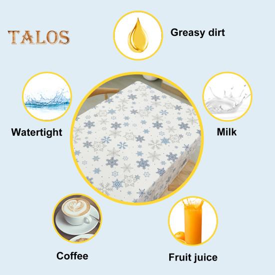 Christmas Tablecloth Disposable Waterproof Snowflake Pattern Table Cover for Festive Holiday Party Decoration