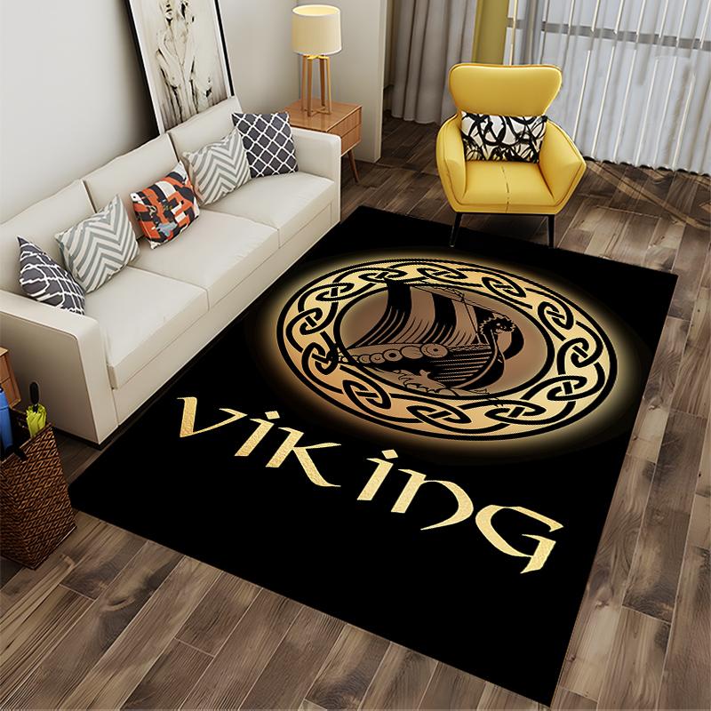 Viking Ship Pattern Rug with Celtic Design Suitable for use as an anti-slip game mat for living room and bedroom sofas
