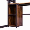 Loft Bed, 90 x 200 cm, Iron Frame, with Light Strip, Socket, Clothes Hanging Area, Desk, Storage, Shelves, Open Space, without Mattress, Black
