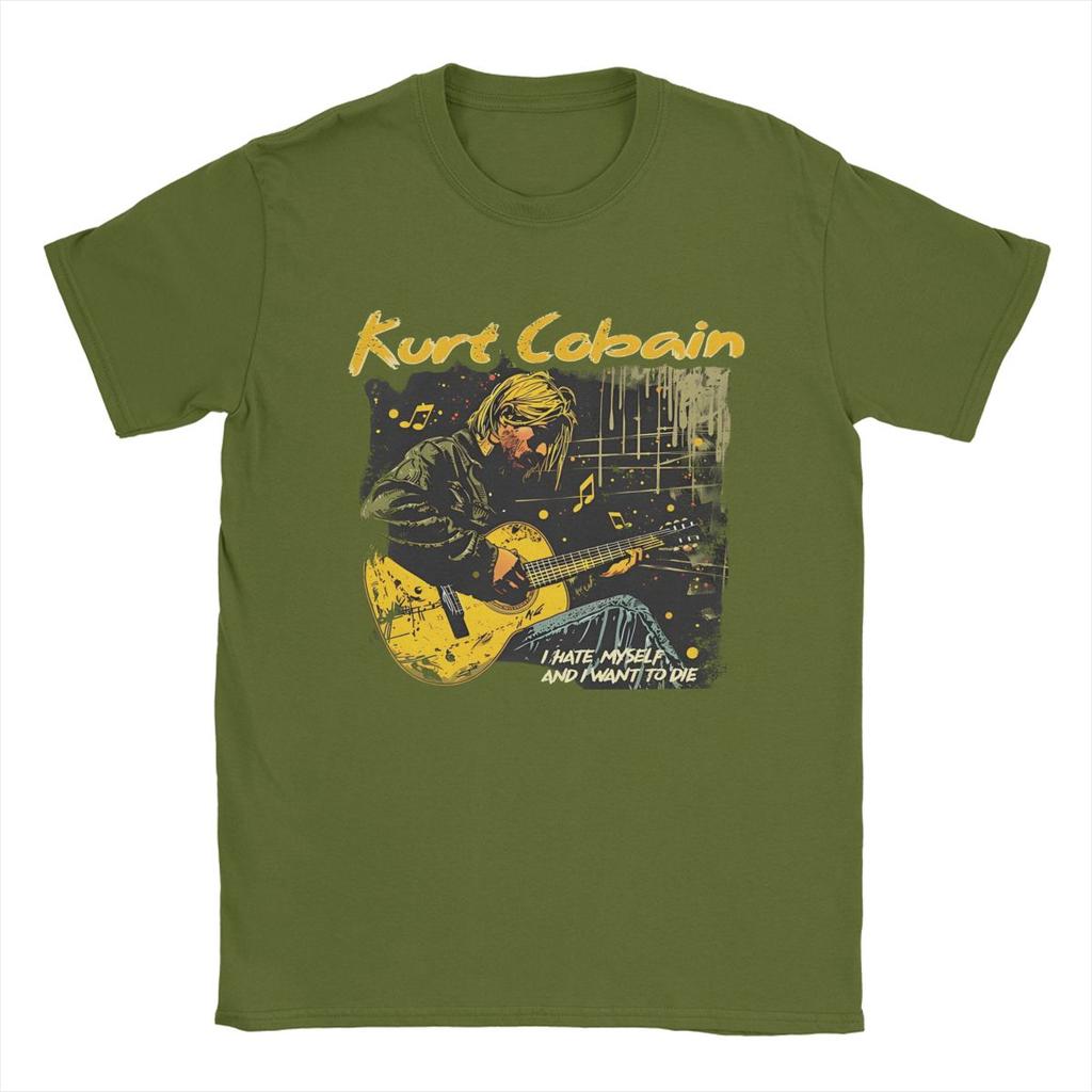 Casual Kurt Cobain T-shirts för män Rund hals Bomulls T-shirt Kortärmad T-shirt Unika toppar