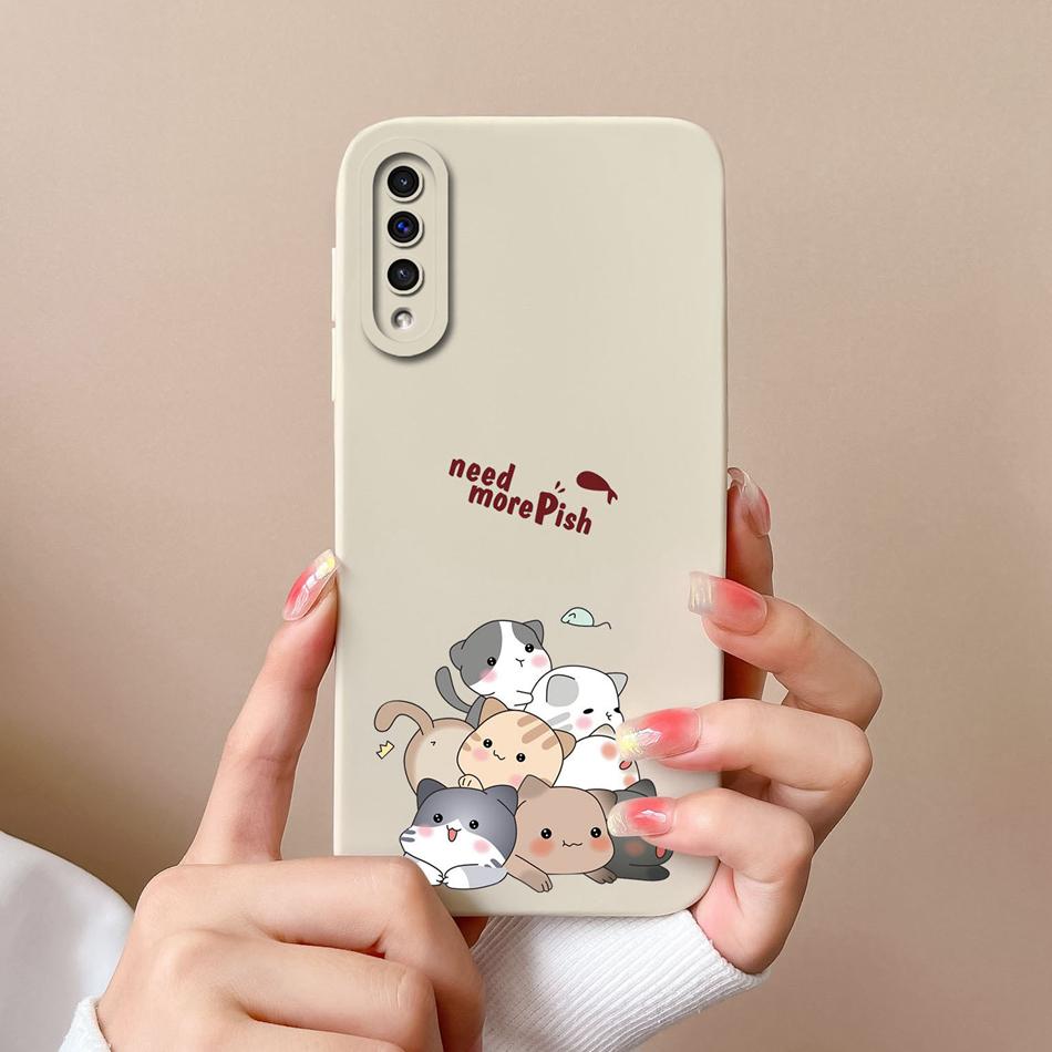 For Samsung Galaxy A50 A50S Phone Case Cartoon Liquid Silicone Full Coverage Anti Drop Shell For Samsung A 50 A50 S Bumper Funda