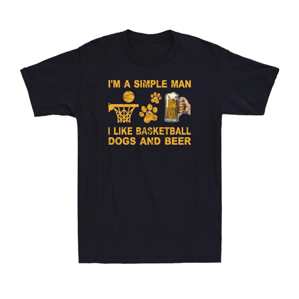 I m A Simple Man I Like Basketball Dogs And Beer T-shirt Vintage Men T-shirt S
