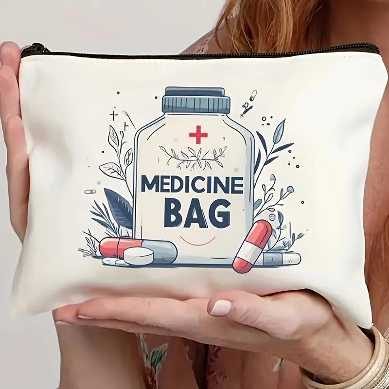 1pc Medicine Bag Travel Pouch Lightweight Foldable Cosmetic Organizer with Zipper Perfect for Storing Medications and Toiletries