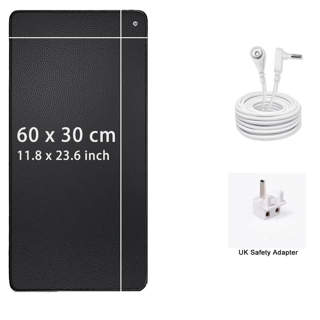 Tapis de Mise à la Terre Noir Multifonctionnel avec Fond Antidérapant pour Soulagement de la Douleur, Amélioration du Sommeil et Augmentation de l'Énergie