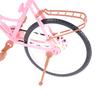 Rosa avtakbar sykkelsykkel med kurv for tilbehør til dukkehusleketøy