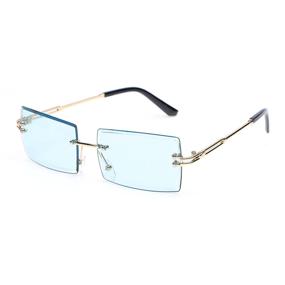 Retro Fashion Sunglasses Frameless Rectangle Gradient UV400 Women Summer Travel Metal Rimless