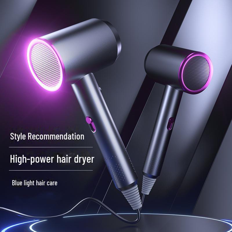 Vysoce výkonný vysoušeč vlasů s modrým světlem, horký/studený vítr, vhodný pro použití v domácnosti, salonu nebo na koleji.