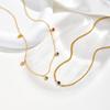 Vnox Luxury Exquisite Colorful Round Zircon Necklace Clavicle Chain for Women Trendy Gold Plated Necklaces Waterproof Jewelry