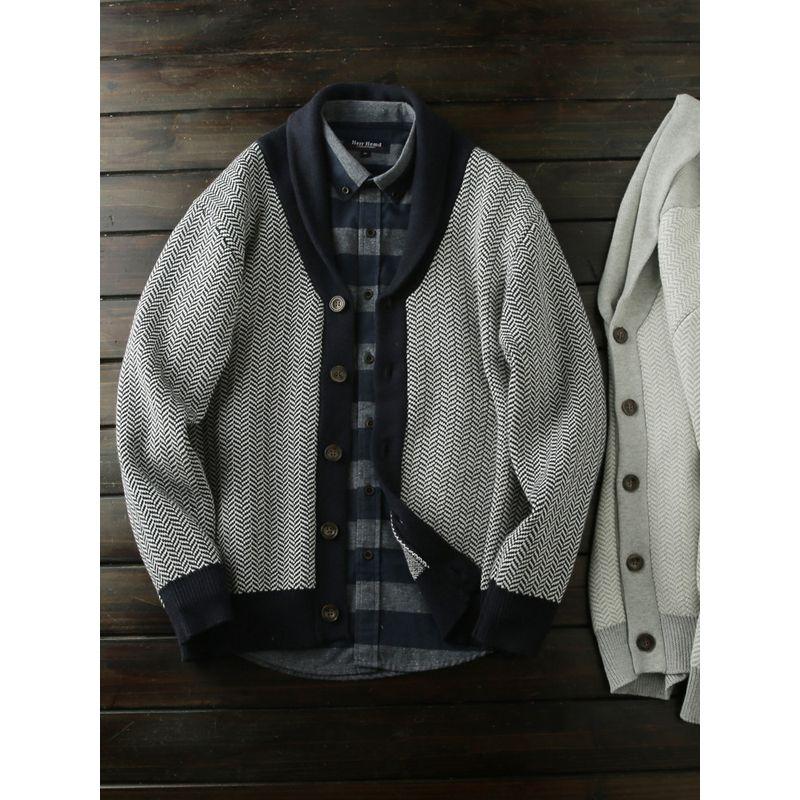 Nordic Orders Heavy Industry Jacquard Foreign Trade Tail Goods Men's Autumn and Winter Cotton Thickened Knit Cardigan Sweater Outerwear Tide