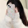 Simple pink flower iPhone15promax mobile phone case Apple 14 transparent 13/12 fine hole anti-drop 11