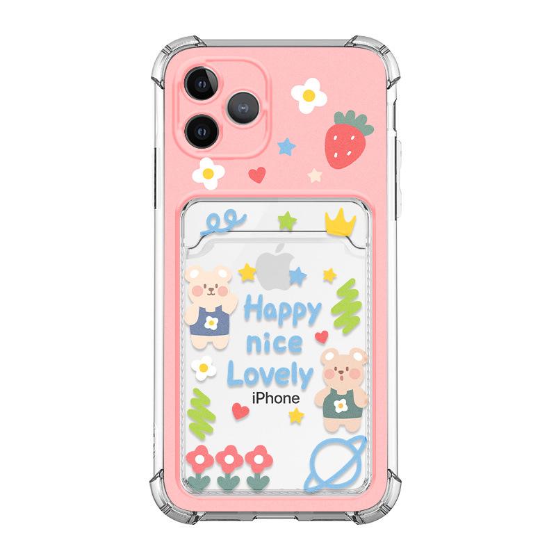 

Чехол-держатель для карт Zhitai Happy Bear для iPhone 15 Pro Max и Apple 16 iPhone X/XS