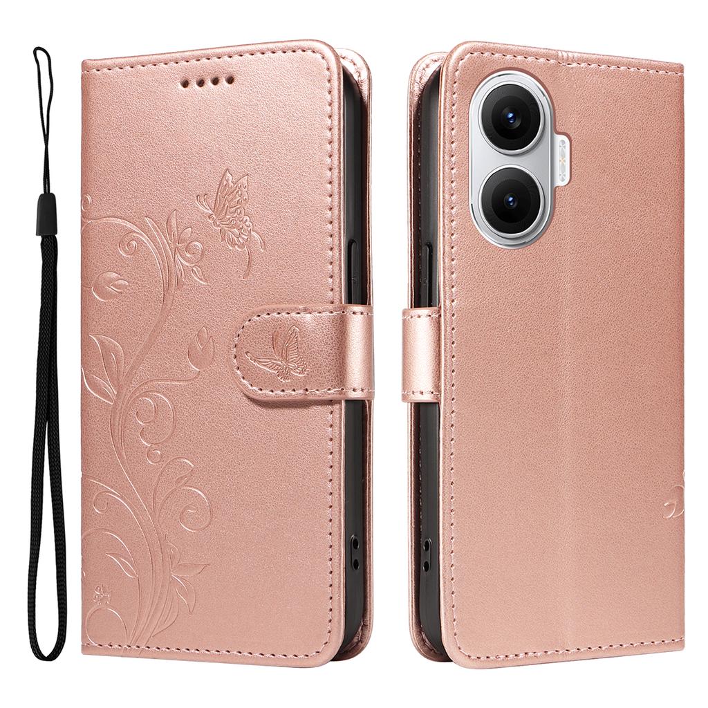 For Xiaomi Poco F7 5G/Xiaomi Redmi Turbo 4 Pro 5G PU Leather Cases Flower Pattern Wallet Stand Phone Cover with Strap