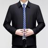 Frühlings- und Herbst-High-End-Herrenjacken, Business-Casual-Revers-Herrenjacken aus Maulbeerseide für Väter mittleren und höheren Alters