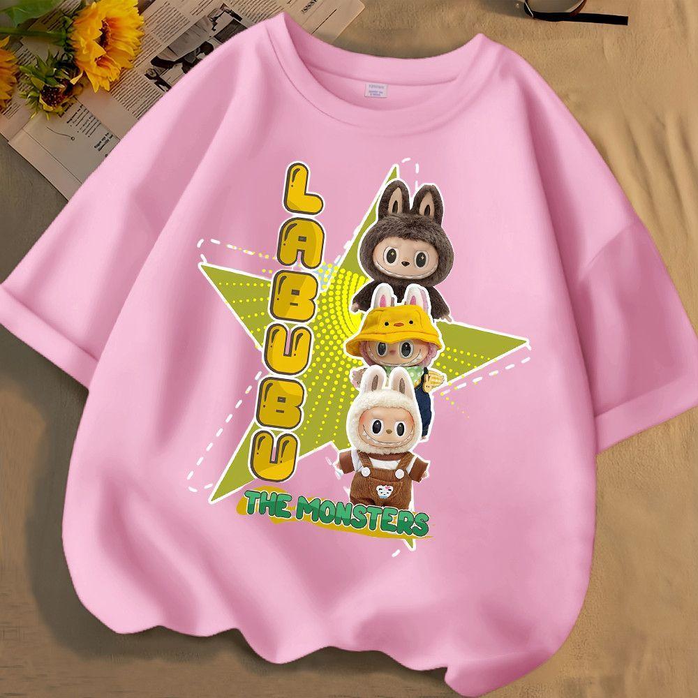 

Звезда Лабубу Детская футболка Детская Аниме 3D Принт Футболка Мальчик Девочка Мода Повседневная Одежда Лето Милая Одежда с Коротким Рукавом Подарок 130