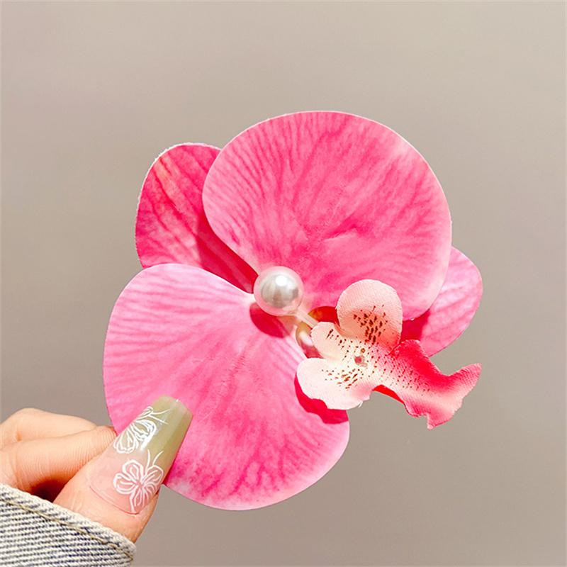 Haarspange mit Orchideenblüte, Haarschmuck, Haaraccessoires im Bohème-Stil, Haarspange mit Blumen und Perlen, Kopfschmuck, Haarnadel mit Orchideenblüte