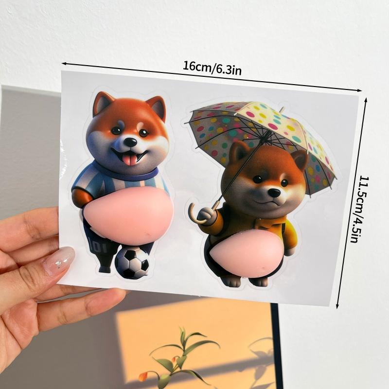 Funny Puppy Shiba Inu Dog Sticker 3D Cute Dog Silicone Belly Puppy Stickers Mobile Phone Decoration Party Favor Kids Gifts