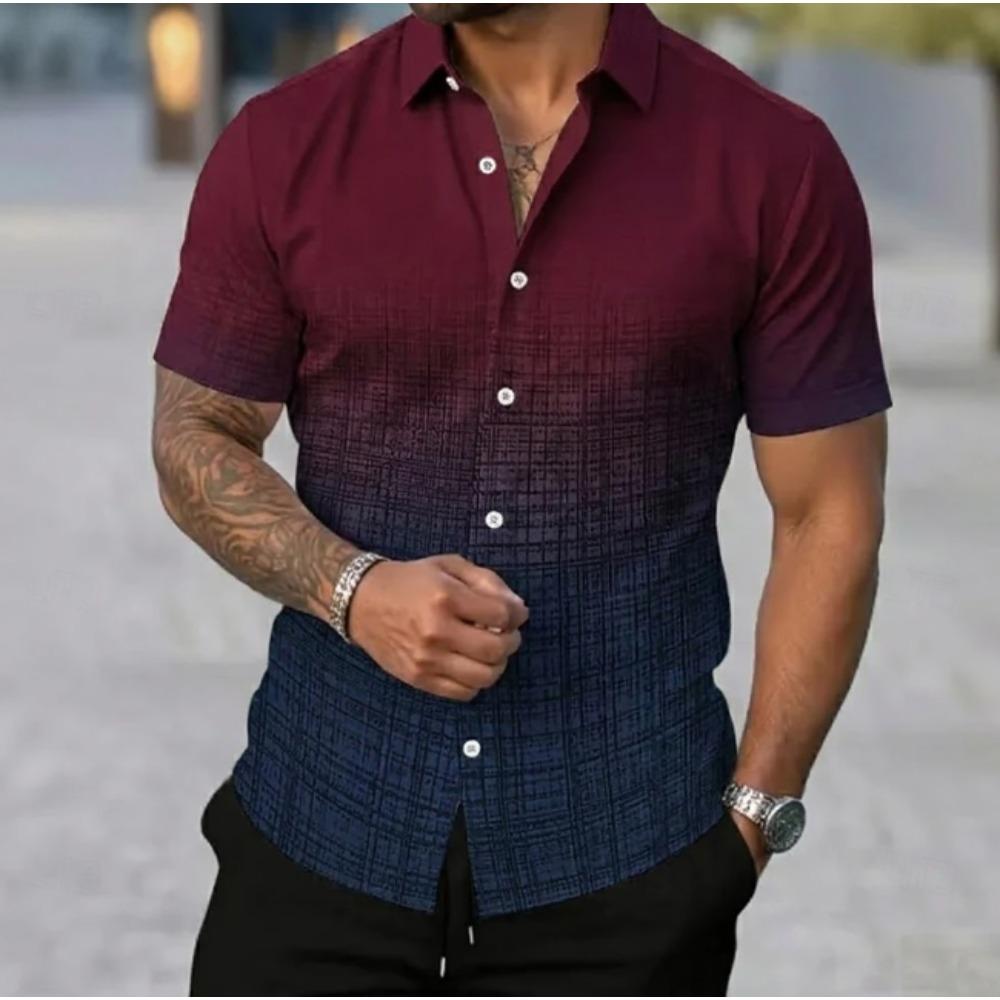 Men's Simple Pattern  3D Print Shirt Button Up Shirt Casual Shirt Summer Shirt Short Sleeve Daily Vacation Clothing