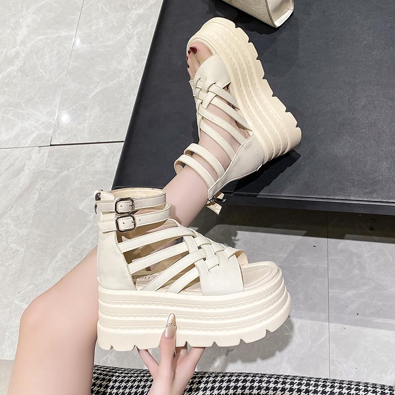 Fashion Summer Sandals 8CM Wedge Heels Sneakers New  Women Beach Flip Flop High Platform Casual Sandals Breathable Walking Slippers